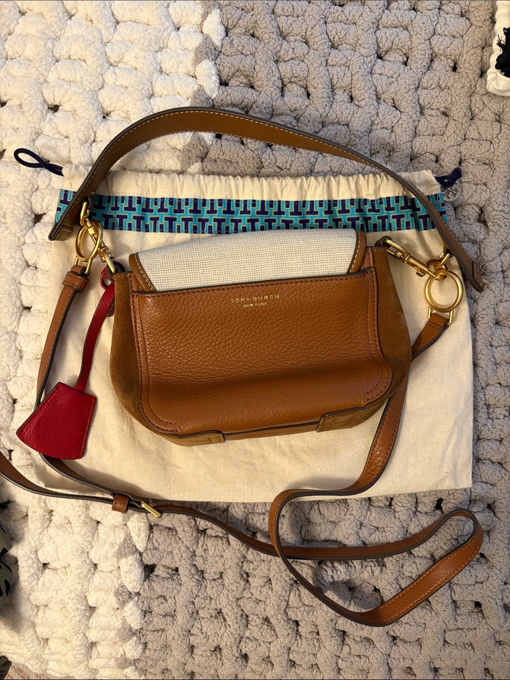 Tory Burch Perry Needlepoint Bunny Bag - Picture 3 of 6